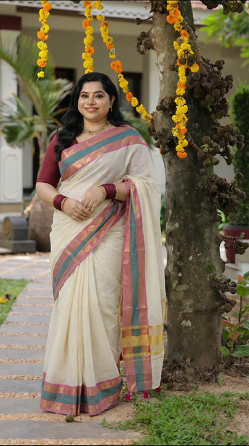 PreBooking |Dispatch on July 20th|  Kerala Cotton Saree | GS400