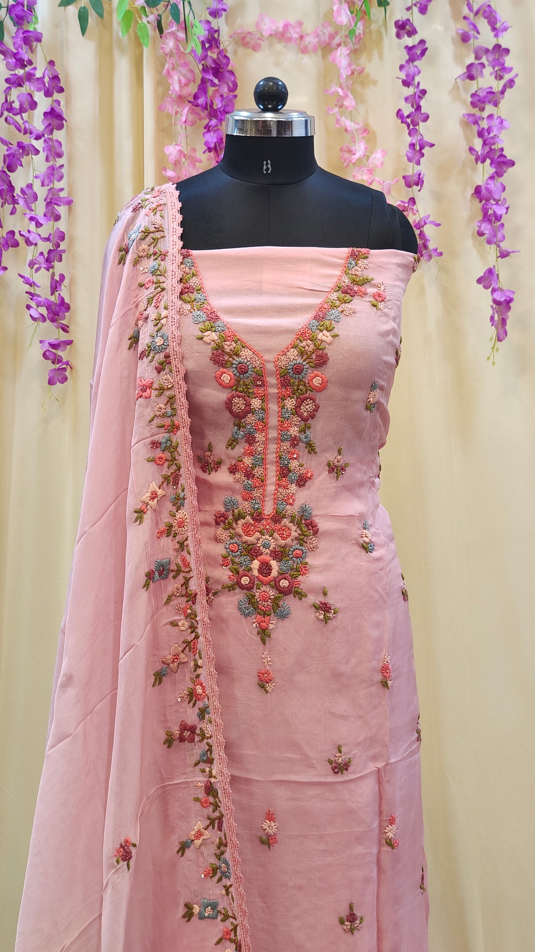 Viscose Organza Chikenkari| P711