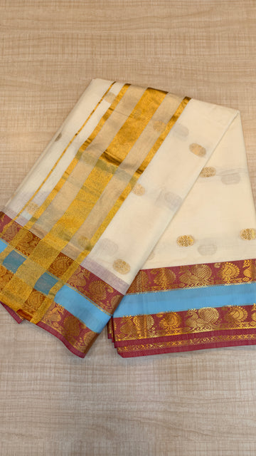 PreBooking |Dispatch on July 20th| Kerala Cotton Saree | GS402