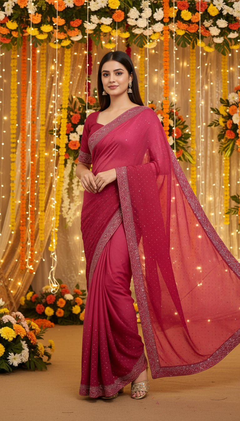 Satin Georgette Saree| AK01